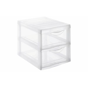 Transparentes Rotho Schubladensystem Orgamix mit 2 A4 Schüben für Büro und Zuhause.