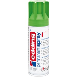Spray permanente Edding 5200 in verde giallastro, finitura satinata per applicazioni di vernice colorata.