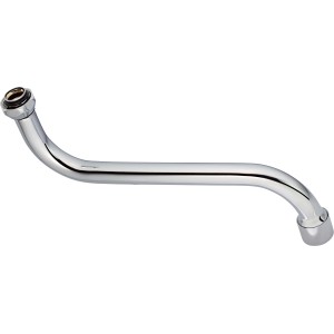 Bocca a S, 200 mm, cromata, per valvole di scarico. Forma a S piatta per più spazio sotto il rubinetto.