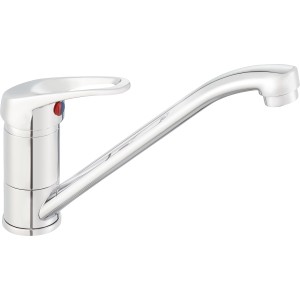 Mitigeur de cuisine monocommande Foglia Chrome, mitigeur monocommande brillant pour évier.
