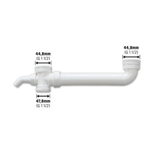 Raccord d'évacuation blanc LUX pour évier double, 44,8/47,8 mm, en plastique.