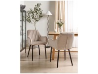 Beliani Chaise de salle à manger Wellston velours Beige lot de 2