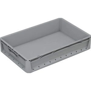 Graue Eurobox-System Box (60x40x12 cm) mit Vollwand für modulare Aufbewahrung.