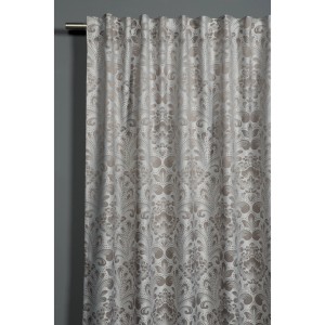 Bennetti Sciarpa Taupe con Motivo Jacquard, Tenda con Nastro Arricciatenda, 140x245 cm.