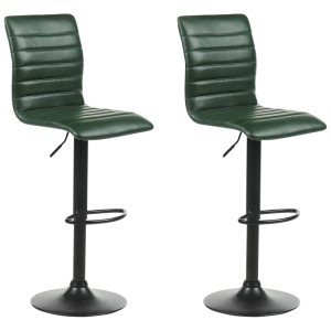 Lot de 2 tabourets de bar Beliani Lucerne en similicuir vert avec structure en métal noir.