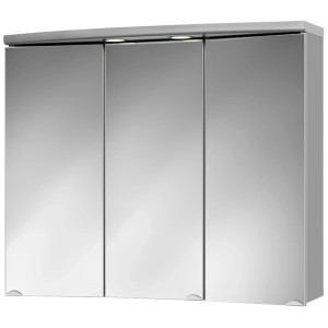 Armoire de toilette à LED Sieper Ancona, couleur aluminium, avec 3 portes miroir et spots LED.