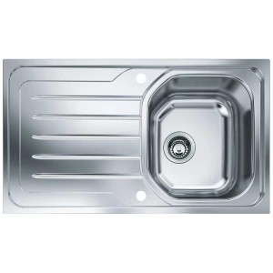 Lavello in acciaio inox Franke Onda Line OLX 611-86 con gocciolatoio a sinistra.