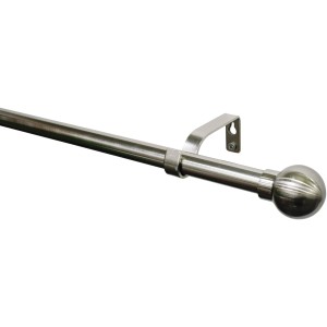 Gardinia Gardinenstangen-Set Metall Kugel, Edelstahloptik, ausziehbar 190-340 cm.