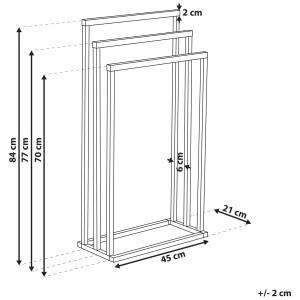 Portasciugamani freestanding Charras con 3 barre, acciaio nero, 45x84cm, per bagni.