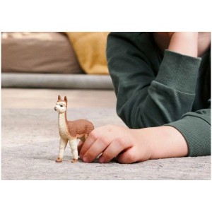 Figurine d'alpaga Schleich Farm World (14928), marron et blanc, détaillée.