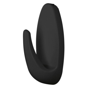 Tesa Powerstrips crochet adhésif S ovale, noir, lot de 3. Auto-adhésif, supporte jusqu'à 1 kg.