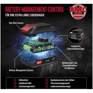 Avvitatore a impulsi a batteria Güde BSS 18: Dettaglio della batteria con sistema di gestione della batteria.