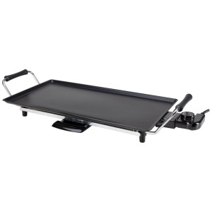 Nouvel Teppanyaki Grill 50, grill elettrico nero con ampia superficie di cottura e maniglie laterali.