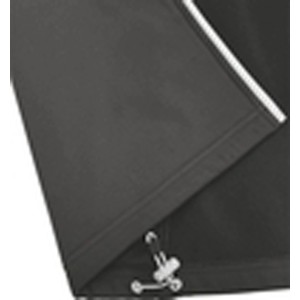 Gros plan : Veste softshell noire pour homme avec ourlet à cordon de serrage.