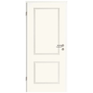 Porta interna bianca Brillant Classic in stile country con bordi squadrati e set maniglia.