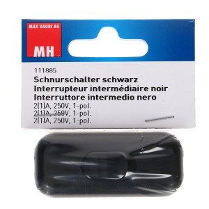 Interrupteur à cordon noir pour installation de lampe, 1 pièce.