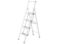 Klappleiter 4 Stufen Aluminium Weiss / Grau Höhe 153 cm