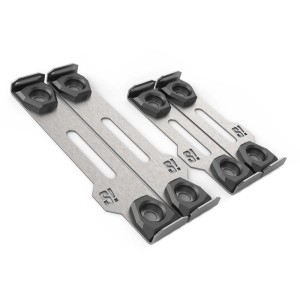 Portatarga Snap in acciaio inox, senza cornice, set per anteriore e posteriore.