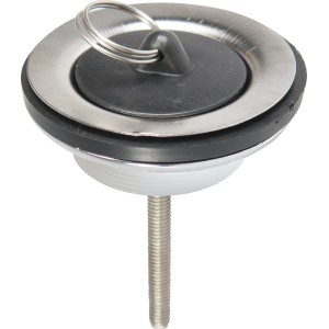 Valvola di scarico, Ø 38,5 mm, per lavabi e vasche con troppopieno, acciaio/gomma, finitura opaca.