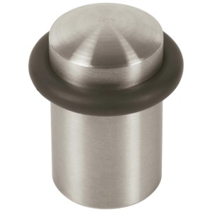 Fermo porta Fix-o-moll autoadesivo, argento, in acciaio inox con anello in gomma.