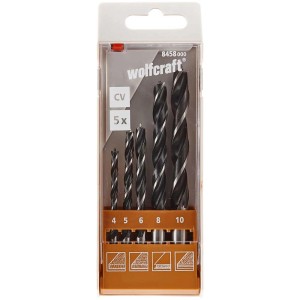 Set di punte elicoidali per legno Wolfcraft, 5 pezzi, per legno, compensato e truciolato.