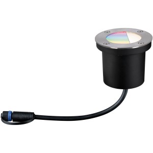 Faretto da incasso a pavimento Paulmann Plug & Shine RGBW, luce esterna rotonda con cavo e connettore.