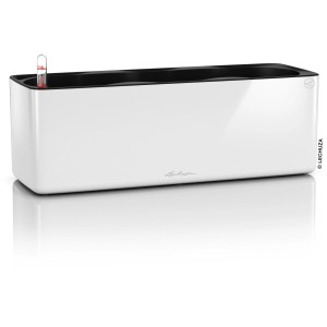 Lechuza Cube Glossy Triple, jardinière blanche, 40x14 cm, avec système d'arrosage.