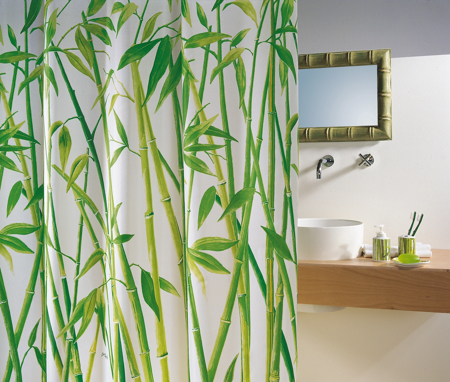 Spirella Tenda doccia in tessuto bambù Green 240 x 180 cm