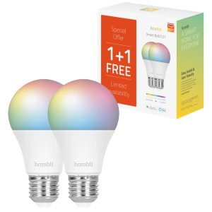 Confezione da 2 Hombli Smart Bulb E27 RGB+CCT, illuminazione smart con cambio colore.