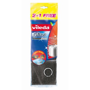 Vileda Glitzi Power Inox 2+1 Gratis, spugna abrasiva per sporco ostinato.