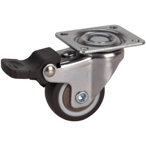 Roulette pivotante pour meubles Doerner + Helmer avec frein, marron-gris, Ø 3,2 cm.