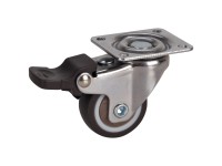 Doerner + Helmer Möbel-Lenkrolle mit Bremse TPE Braun-Grau verchromt Ø 3,2 cm