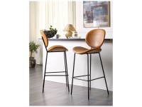 Beliani Barhocker Luana Kunstleder Braun 2er-Set