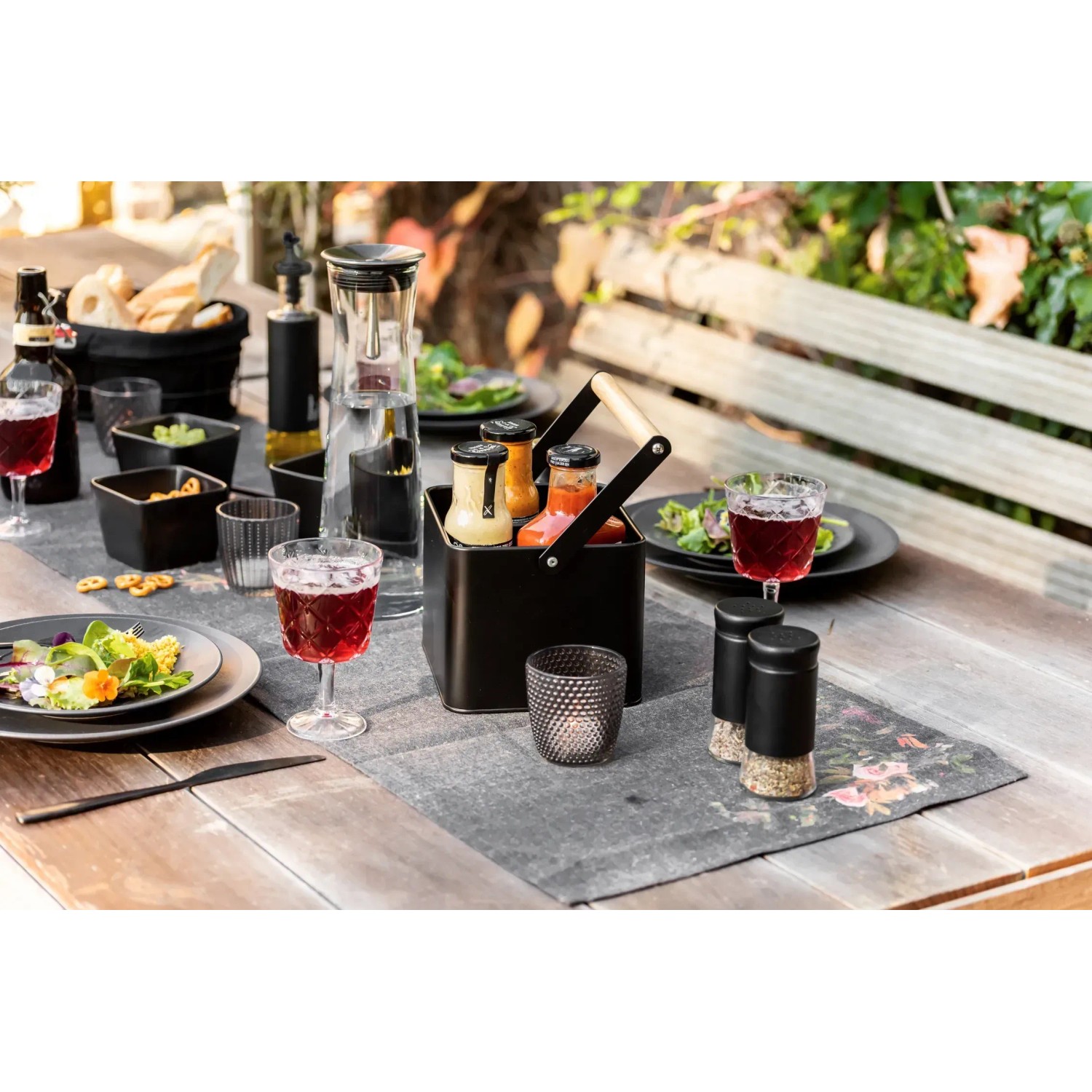 Salière/poivrière En Verre Boga WENKO Pour Barbecue Et Cuisine D'extérieur - 0,14L - Couvercle Noir - Série Black Outdoor Kitchen