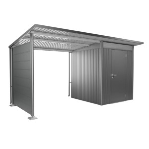 Paroi latérale Biohort pour toit latéral AvantGarde A1/A5, gris quartz métallisé, comme protection contre le vent et les intempéries.