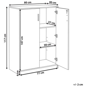 Beliani Armoire de bureau Zehna marron clair/blanc 117 x 80 x 40 cm