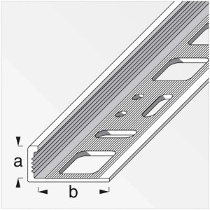 Alfer Abschluss-Winkelprofil aus Aluminium, 10x21x2500 mm, mit Universallochbild.