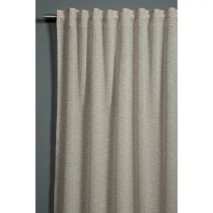 Sciarpa beige Bennetti con nastro per tende effetto naturale, 140x245 cm, per bastone o binario per tende.