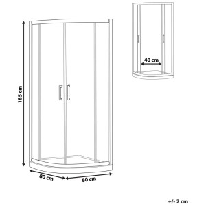 Beliani Cabine de douche Jukatan verre transparent-argenté 185 x 80 x 80 cm