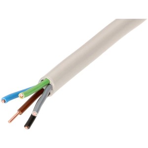 Cavo TT grigio CH-N1VV-U 5x2,5 mm² (10 m) per installazione domestica, con conduttori colorati.