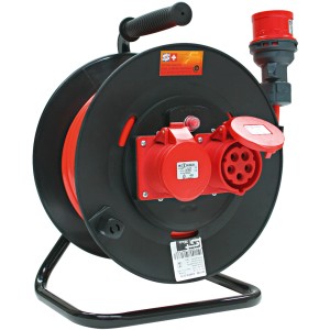 Powerroll KU avvolgicavo con 2 prese CEE16/5, cavo Bauflex 25m, nero.