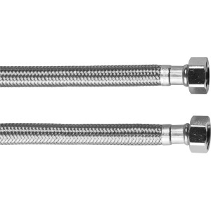 LUX Panzerschlauch DN10, flexible en acier inoxydable de 100 cm avec filetage femelle des deux côtés.