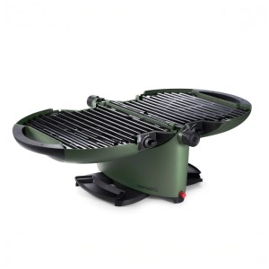 nomadiQ Grill a gas BBQ Model 3.0 Forest Green, grill portatile con due superfici di cottura.