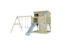 PolarPlay Spielturm Nils Doppelschaukel Kletterwand Rutsche Eisblau