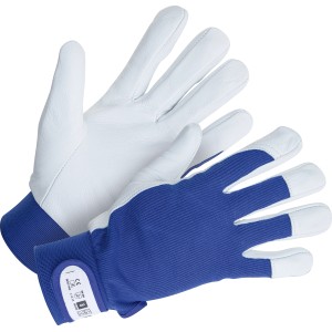 Guanti da lavoro LUX in pelle taglia 10, blu/bianchi, per fai da te e giardinaggio.