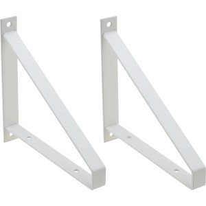 Lot de 2 équerres métalliques Bridge, blanc mat, pour étagères jusqu'à 20 cm de profondeur.