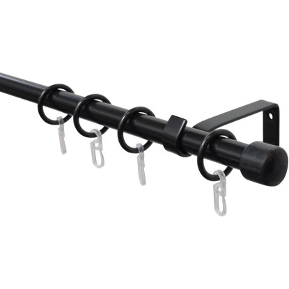 Gardinia Set di aste per tende a 1 corsia Cap Nero allungabile
