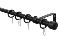 Gardinia Gardinenstangen-Set 1-läufig Cap Schwarz ausziehbar