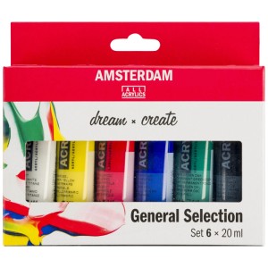 Amsterdam Acrylfarben-Set mit 6 Farben à 20 ml im Farbkasten.