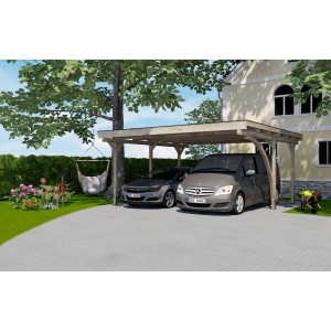 Doppio carport Weka 616 A con arco tondo, 500x500 cm, per due auto.